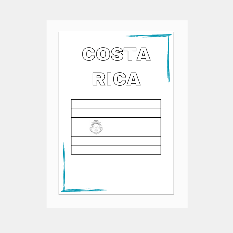 Bandera de Costa Rica para Colorear - Arte y Cultura